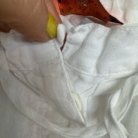 Juicy Couture Vintage Y2K White Linen Pants Low Rise Wide Leg Drawstring Small - Picture 6 of 9